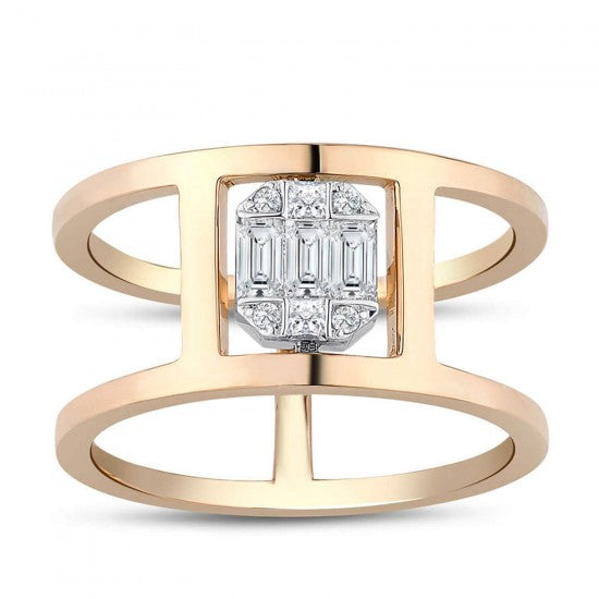 Пръстен бяло и розово злато с Диаманти 0.30 карата